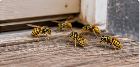Yellow jacket activity near a structure