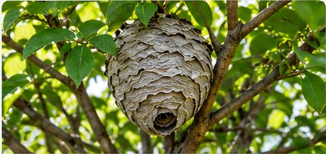 Aerial wasp nest in a tree